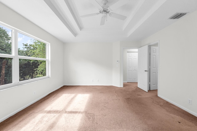 21256 Via Fiore, Boca Raton, FL 33433 - unfurnished bedroom with a raised ceiling, light colored carpet, baseboards, and a ceiling fan