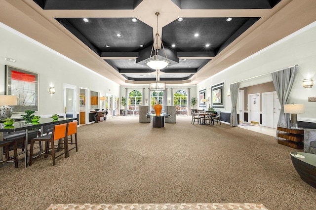 21256 Via Fiore, Boca Raton, FL 33433 - building lobby featuring a high ceiling, recessed lighting, and coffered ceiling