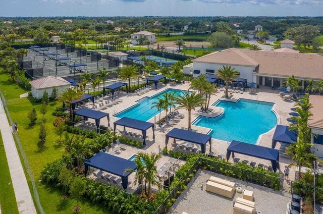 pool featuring a pergola and central AC