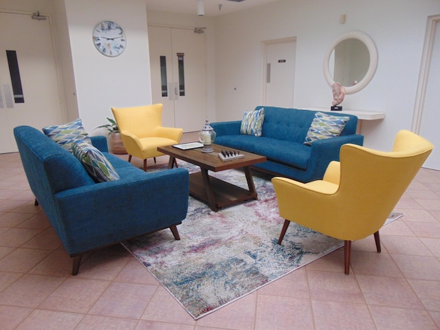 view of tiled living area