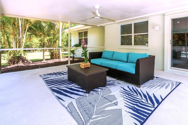 view of patio / terrace featuring outdoor lounge area and a ceiling fan