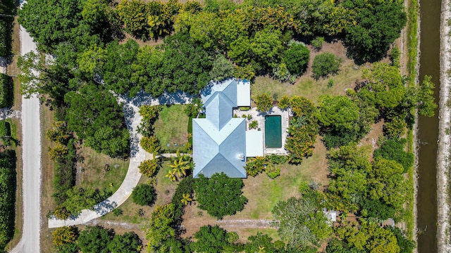 aerial view of a pool