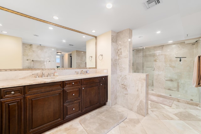 4740 S Ocean Blvd Unit 511, Highland Beach, FL 33487 - full bath featuring a sink, a tile shower, and visible vents