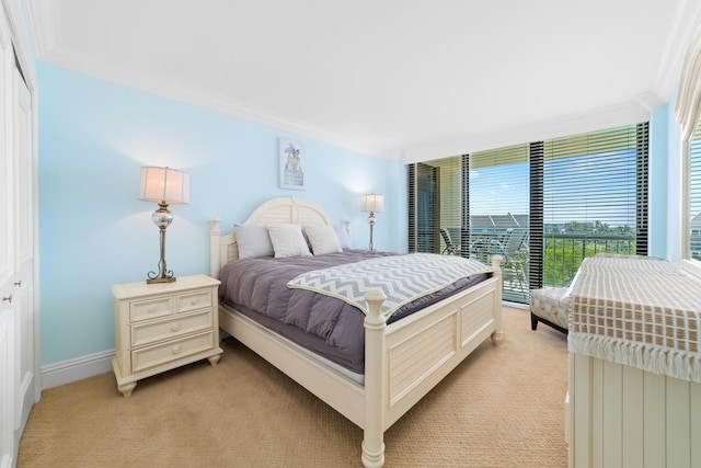 4740 S Ocean Blvd Unit 511, Highland Beach, FL 33487 - bedroom with a closet, ornamental molding, and light carpet