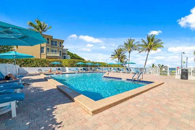 4740 S Ocean Blvd Unit 511, Highland Beach, FL 33487 - pool featuring fence and a patio area