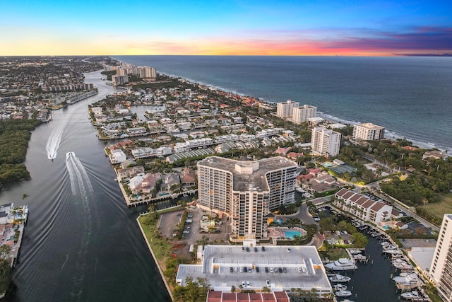 4740 S Ocean Blvd Unit 511, Highland Beach, FL 33487 - aerial view at dusk with a city view and a water view