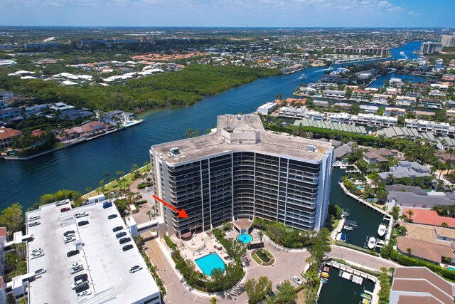 4740 S Ocean Blvd Unit 511, Highland Beach, FL 33487 - birds eye view of property featuring a water view