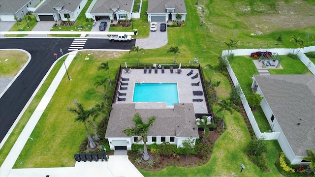 drone / aerial view featuring a residential view