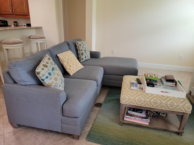 living area with baseboards
