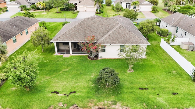 drone / aerial view with a residential view