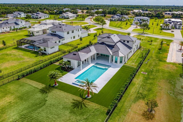aerial view with a residential view