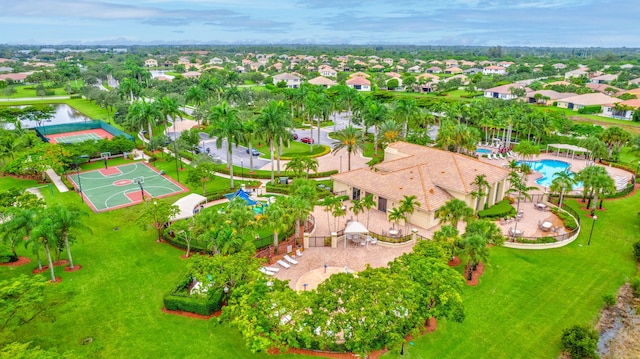 drone / aerial view with a residential view