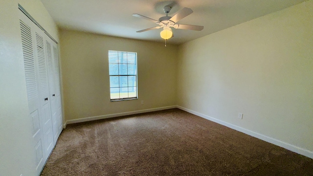 1942 SE Carvalho St, Port Saint Lucie, FL 34983 - unfurnished bedroom featuring baseboards, ceiling fan, carpet, and a closet