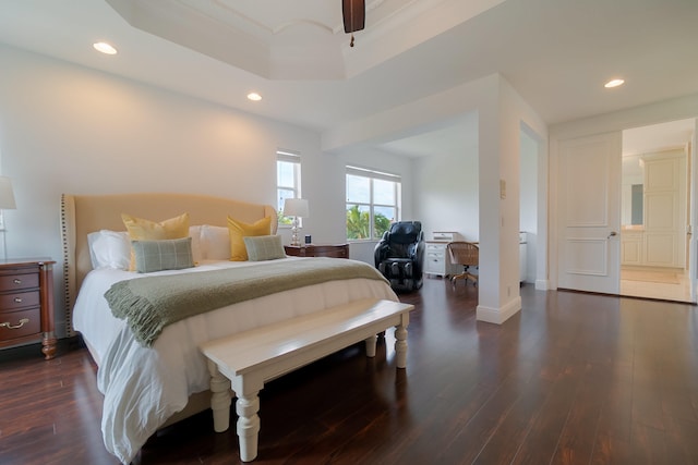4510 Island Reef Dr, Wellington, FL 33449 - bedroom featuring recessed lighting, dark wood-style flooring, ceiling fan, and baseboards