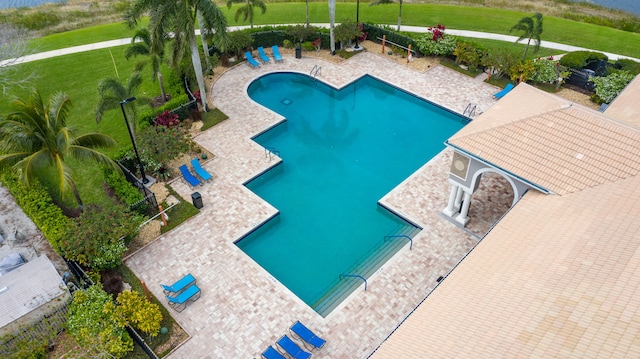 4510 Island Reef Dr, Wellington, FL 33449 - pool featuring a lawn and a patio