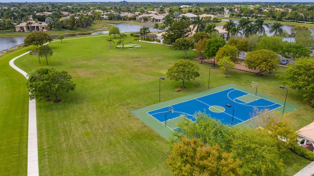 4510 Island Reef Dr, Wellington, FL 33449 - view of sport court featuring a water view, community basketball court, and a yard