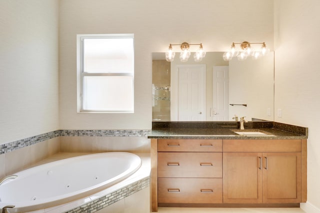 9252 SW Miracoli Way, Port Saint Lucie, FL 34987 - full bathroom featuring a tub with jets and vanity