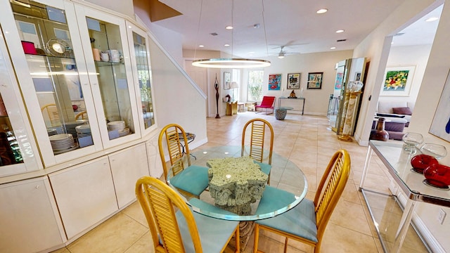 2323 NW Padova St, Port Saint Lucie, FL 34986 - dining room featuring light tile patterned floors, ceiling fan, and recessed lighting