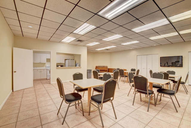 950 Egret Cir Unit 5409, Delray Beach, FL 33444 - dining space with visible vents, a drop ceiling, and light tile patterned floors