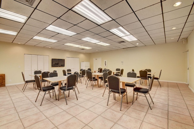 950 Egret Cir Unit 5409, Delray Beach, FL 33444 - dining area featuring light tile patterned floors, a drop ceiling, recessed lighting, and visible vents