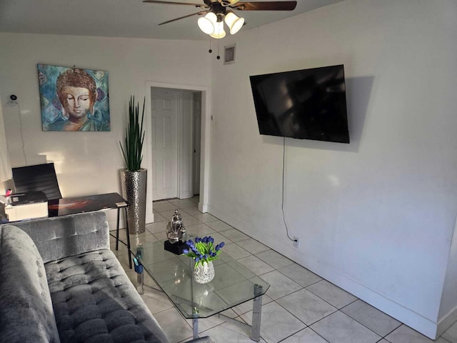 10090 W Fern St, Miami, FL 33157 - living area featuring baseboards, ceiling fan, and light tile patterned floors