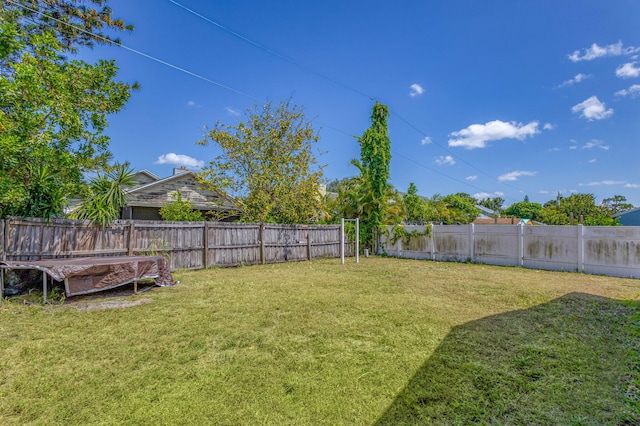 view of yard featuring a fenced backyard