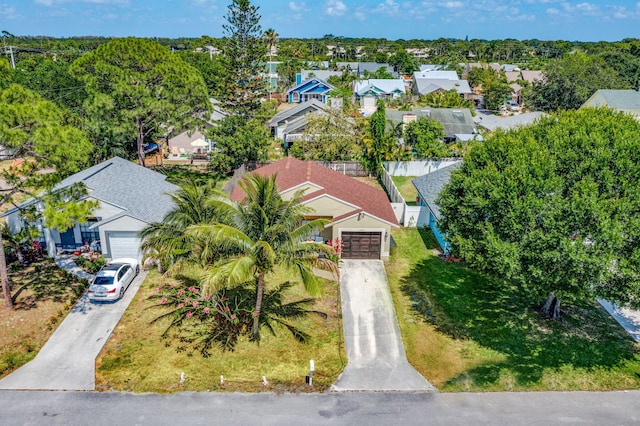 birds eye view of property with a residential view