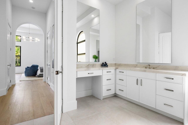 6581 Grande Orchid Way, Delray Beach, FL 33446 - full bathroom featuring vanity, a chandelier, and recessed lighting