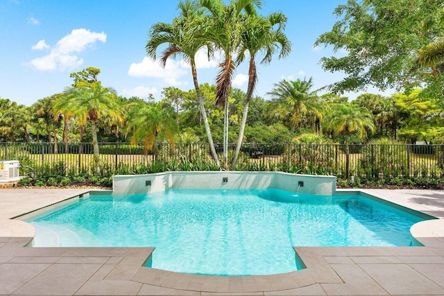 view of pool featuring a fenced in pool and fence
