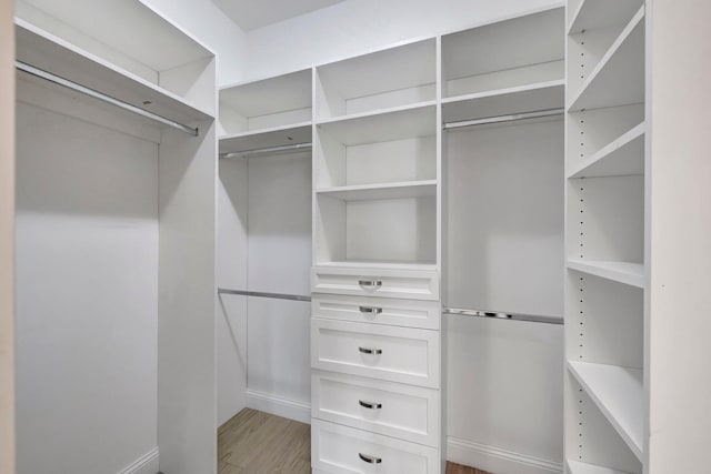 walk in closet featuring light wood-type flooring