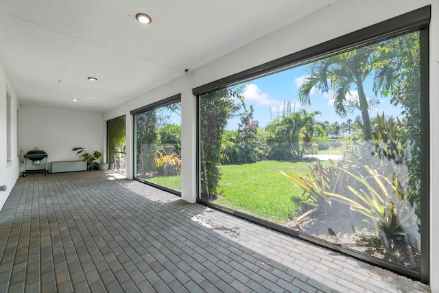 view of unfurnished sunroom