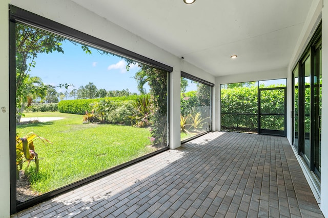 view of unfurnished sunroom