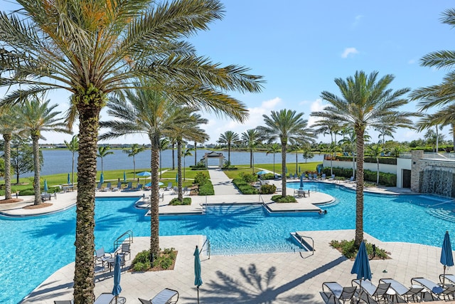 pool featuring a patio area