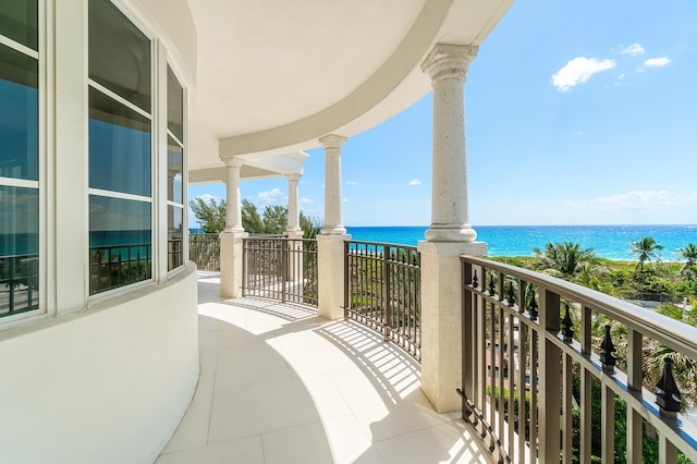 balcony with a water view