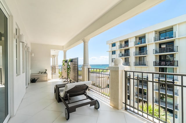 balcony with a water view