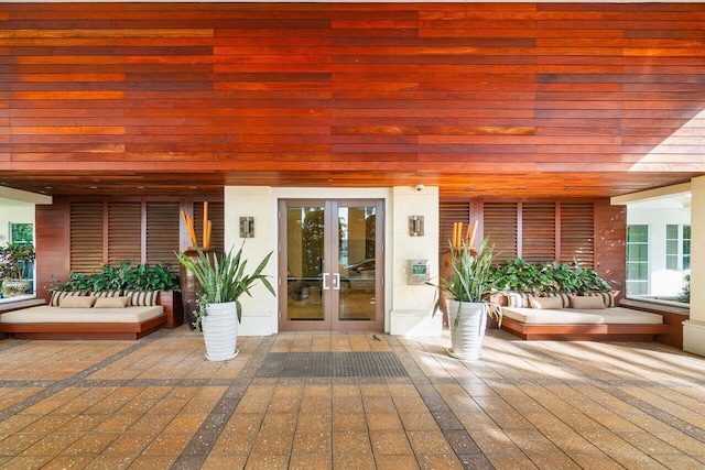 property entrance featuring french doors