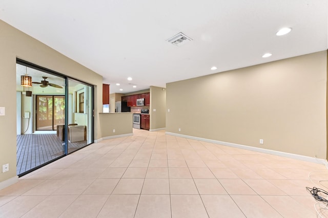2602 SW 23rd Cranbrook Dr, Boynton Beach, FL 33436 - unfurnished living room featuring recessed lighting, baseboards, and ceiling fan