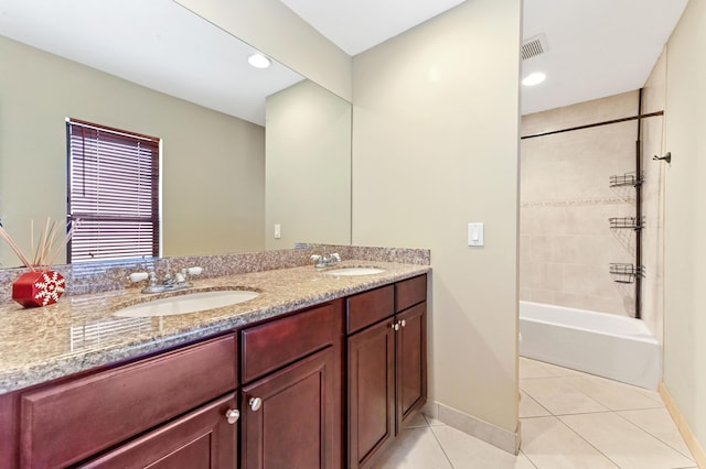 2602 SW 23rd Cranbrook Dr, Boynton Beach, FL 33436 - full bathroom with baseboards, double vanity, tile patterned floors, and  shower combination