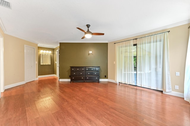 2602 SW 23rd Cranbrook Dr, Boynton Beach, FL 33436 - unfurnished room featuring ceiling fan, wood finished floors, crown molding, and baseboards