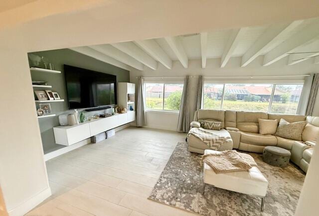 5534 Ainsley Ct, Boynton Beach, FL 33437 - living area featuring beamed ceiling and baseboards