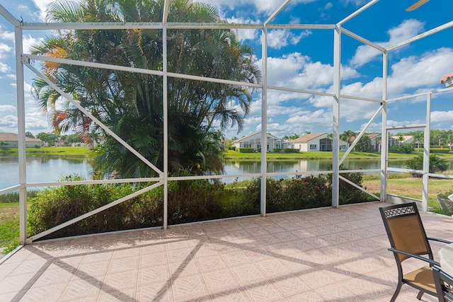 307 NW Clearview Ct, Port Saint Lucie, FL 34986 - unfurnished sunroom featuring a water view