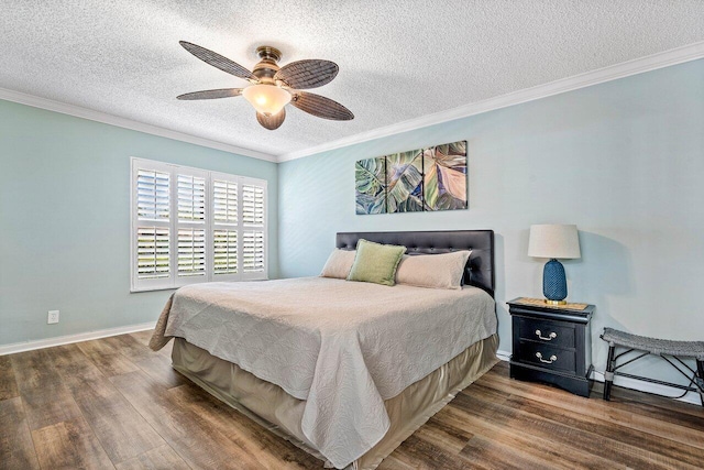 648 Deer Creek Edgewater Dr, Deerfield Beach, FL 33442 - bedroom with crown molding, ceiling fan, a textured ceiling, and wood finished floors