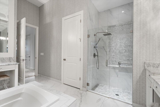 6940 NW 25th Way, Boca Raton, FL 33496 - full bath with a shower stall, vanity, and marble finish flooring