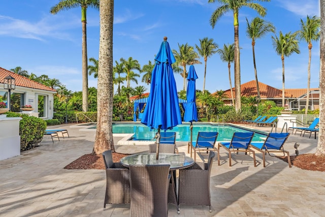 19323 King Palm Ct, Boca Raton, FL 33498 - community pool featuring a patio area and outdoor dining area