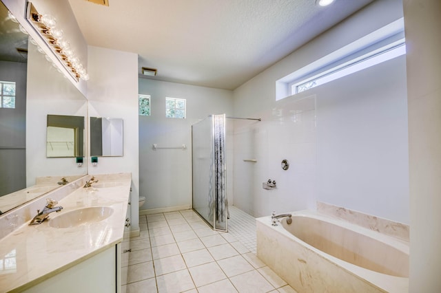 606 SW Treasure Cv, Port Saint Lucie, FL 34986 - full bathroom featuring a bath, toilet, tiled shower, and healthy amount of natural light