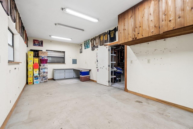 garage with baseboards