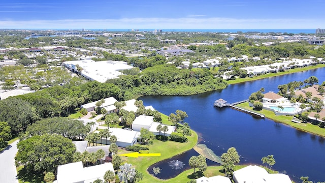 17288 Shoals Dr, Jupiter, FL 33477 - aerial perspective of suburban area featuring a large body of water