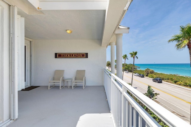 balcony with a water view