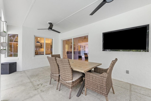 dining area featuring ceiling fan