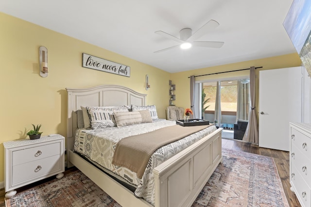 11711 Laurel Valley Cir, Wellington, FL 33414 - bedroom featuring dark wood-style flooring, access to outside, and ceiling fan